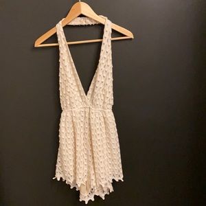 White Lacey halter romper